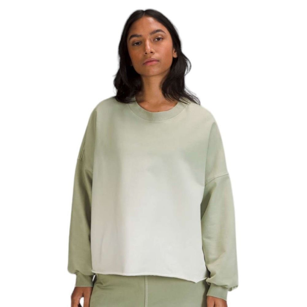 lululemon LA Oversized Green and White Crew Neck pullover